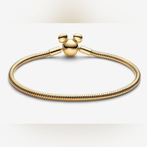 Bracelet Mickey Mouse 100th Anniversary Gold Plated 7.5 Inches Snake Chain